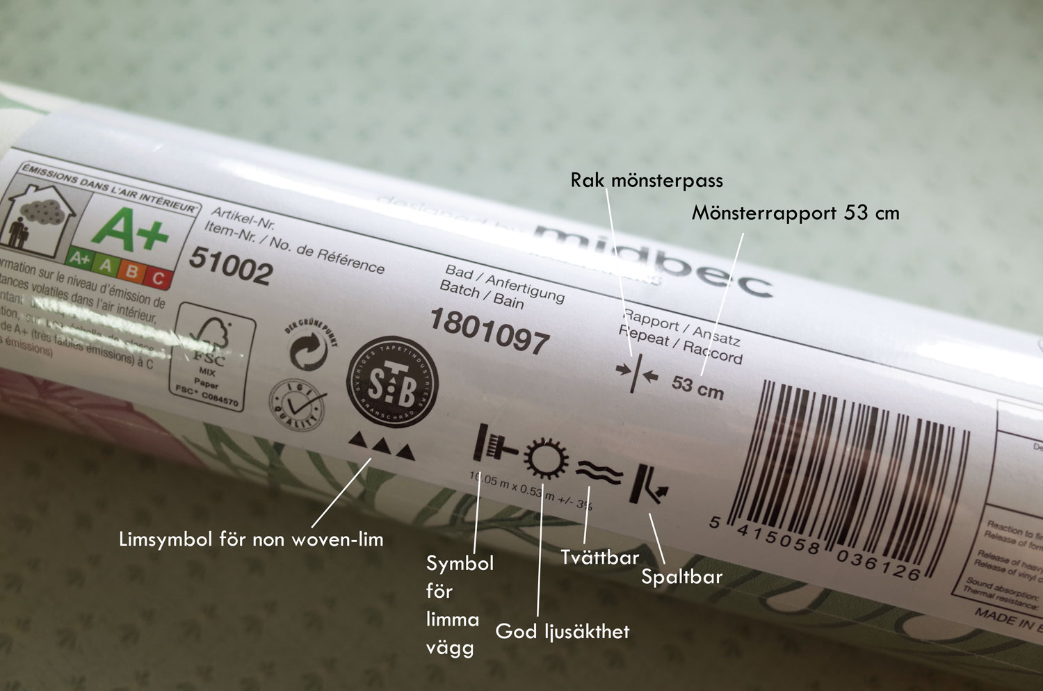 tapetsymboler etikett på rullen