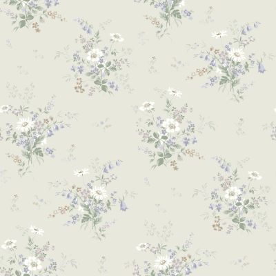 Beige tapet med , Blommigt, Stormönstrat mönster
