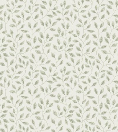 Grön, Vit tapet med Blad, , Småmönstrat mönster