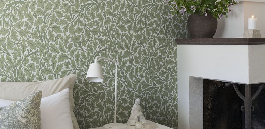Grön tapet med Blad mönster