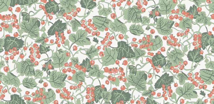 Grön, Röd tapet med Frukt mönster