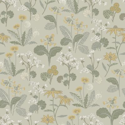 Beige tapet med , Blommigt, Stormönstrat mönster