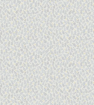 Blå tapet med Blad, , Småmönstrat mönster