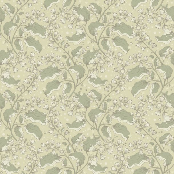 Grön tapet med Blommigt mönster