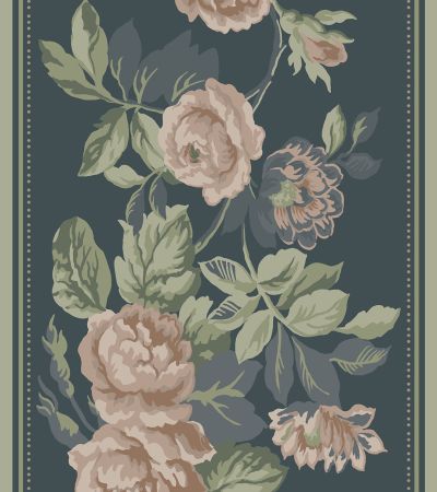 Blå tapet med Blommigt, Bård mönster