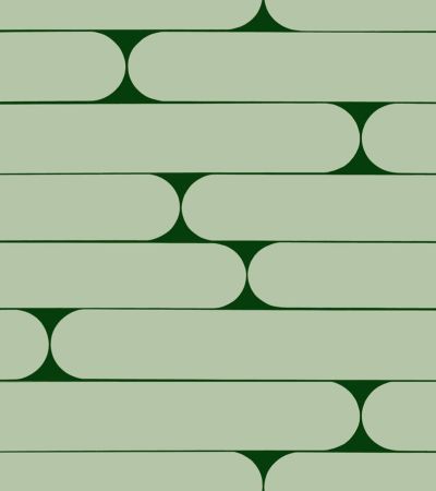 Grön tapet med Geometriskt, Retro mönster