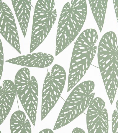 Grön tapet med Blad, Retro, Stormönstrat mönster