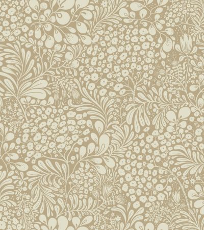 Brun, Beige tapet med Blad, Blommigt mönster