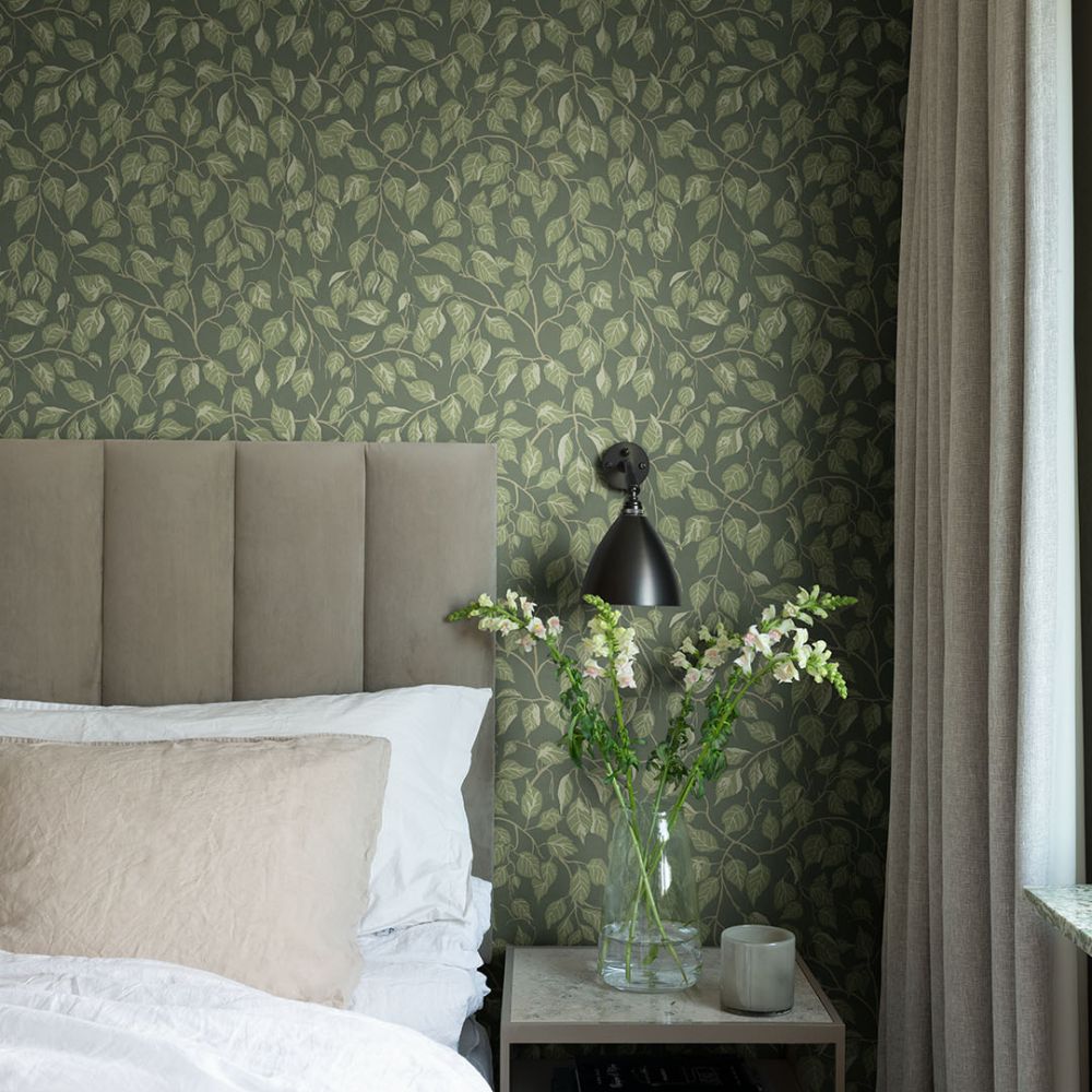 Grön tapet med Blad mönster