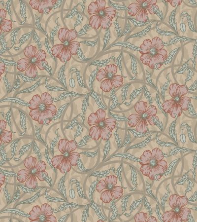 Beige, Rosa tapet med Blommigt, , Stormönstrat mönster
