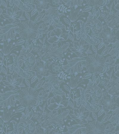 Blå tapet med Blommigt,  mönster